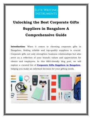 Unlocking the Best Corporate Gifts Suppliers in Bangalore A Comprehensive Guide