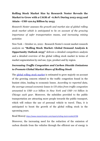 rolling stock market size by research nester