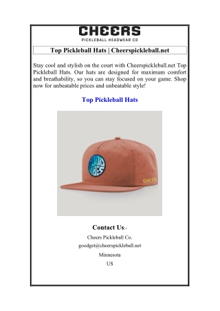 Top Pickleball Hats  Cheerspickleball.net