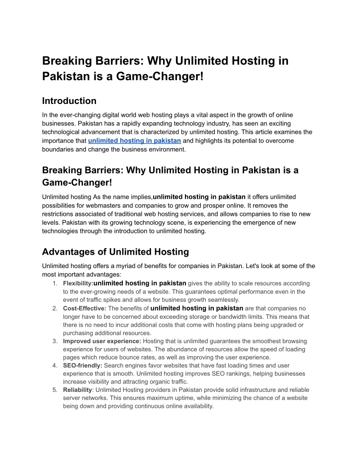 breaking barriers why unlimited hosting