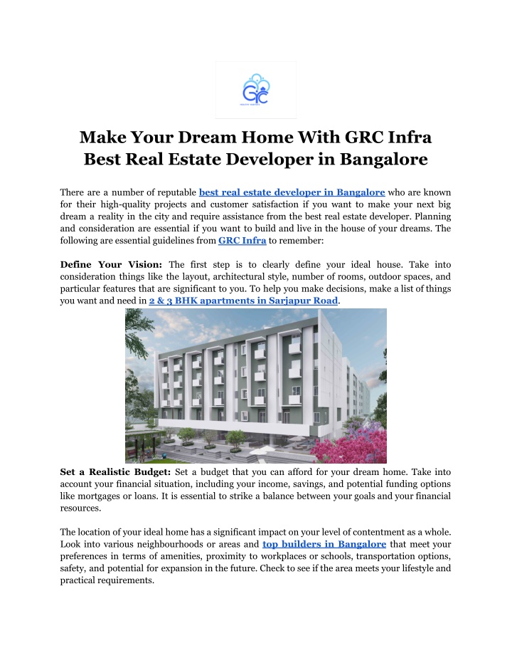 make your dream home with grc infra best real