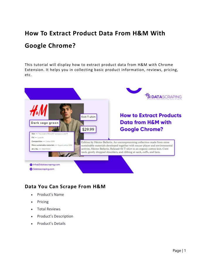 how to extract product data from h m with