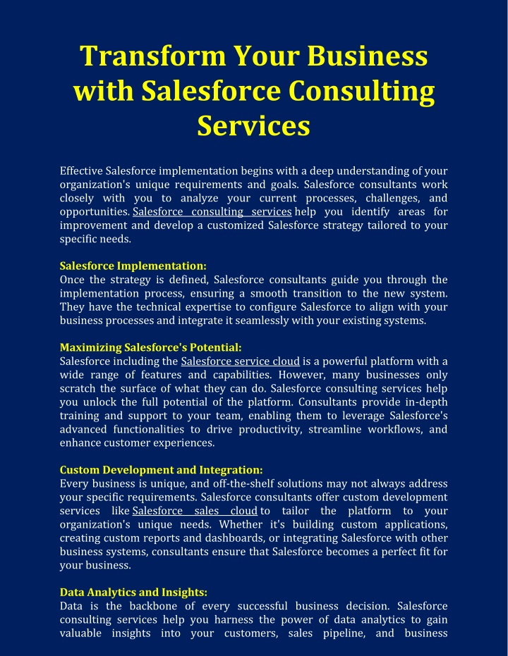 transform your business with salesforce