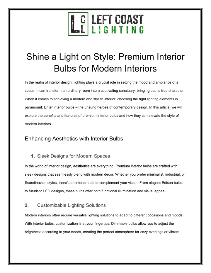 shine a light on style premium interior bulbs