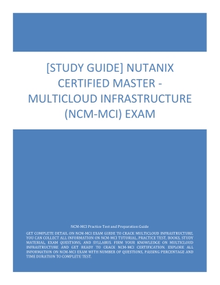 [Study Guide] Nutanix Certified Master -Multicloud Infrastructure (NCM-MCI) Exam
