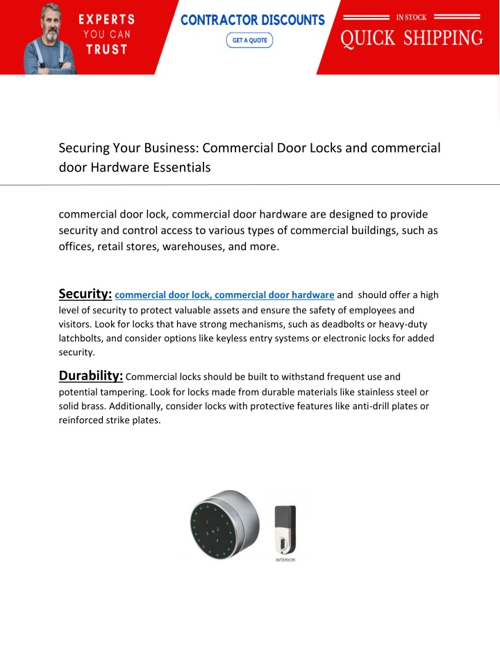 securing your business commercial door locks