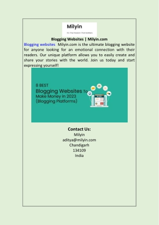 Blogging Websites | Milyin.com