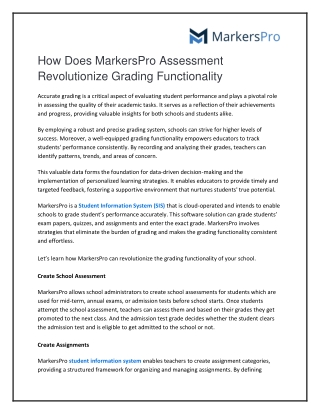 How Does MarkersPro Assessment Revolutionize Grading Functionality