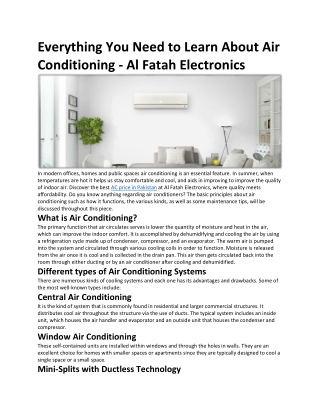 Everything You Need to Learn About Air Conditioning
