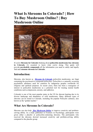 What Is Shrooms In Colorado - How To Buy Mushroom Online