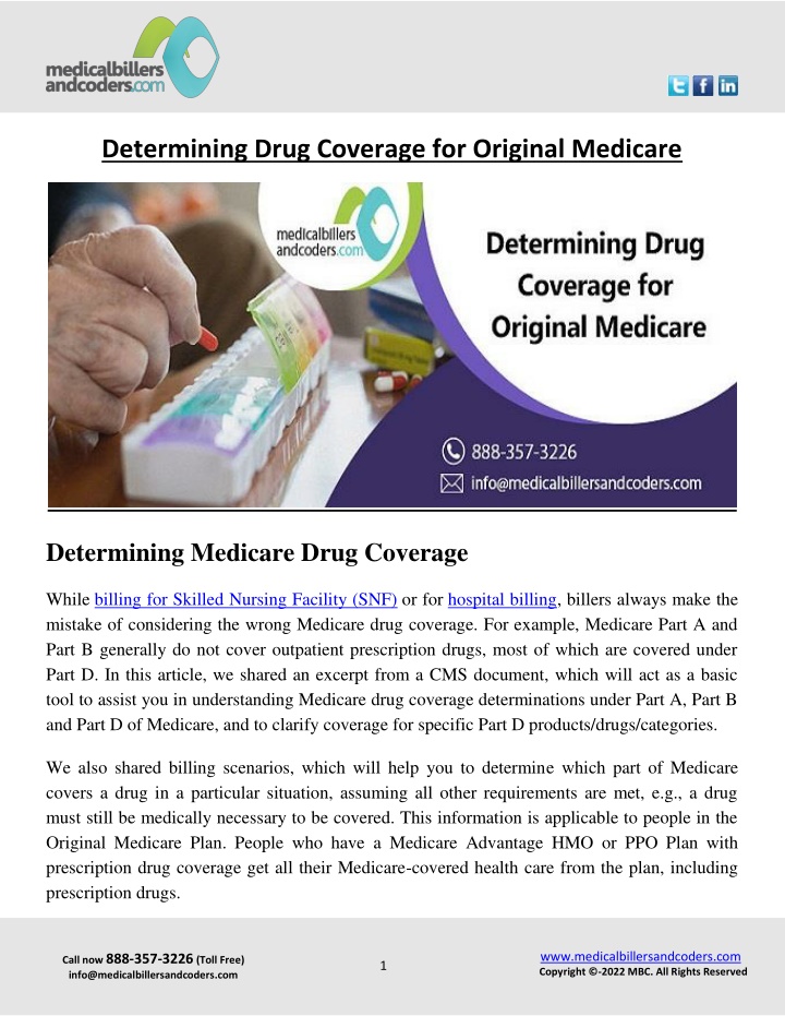determining drug coverage for original medicare