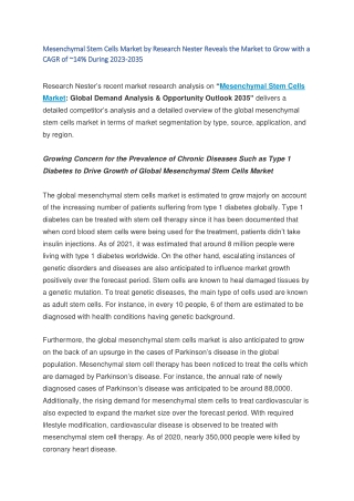 mesenchymal stem cells market by research nester