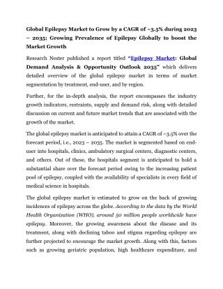 global epilepsy market to grow by a cagr