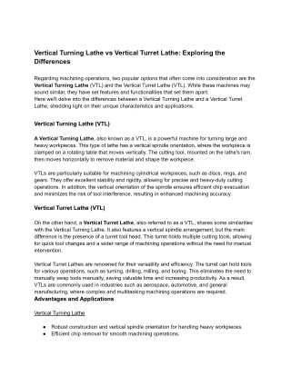 Vertical Turning Lathe vs Vertical Turret Lathe: Exploring the Differences