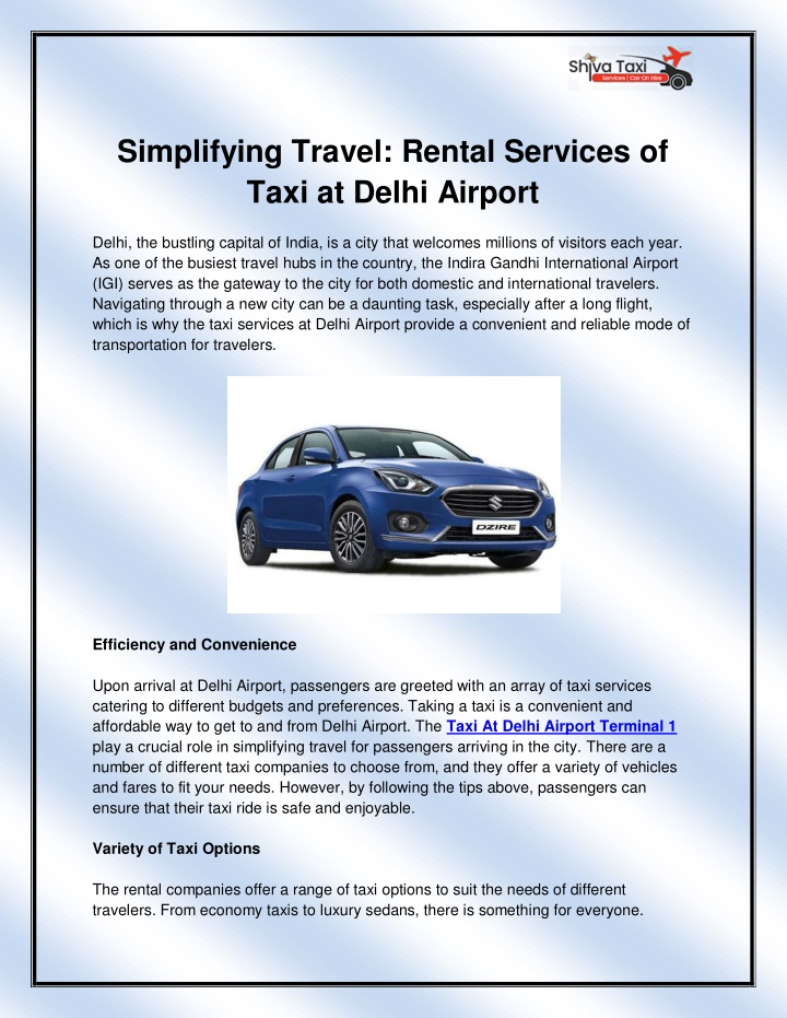 simplifying travel rental services of taxi