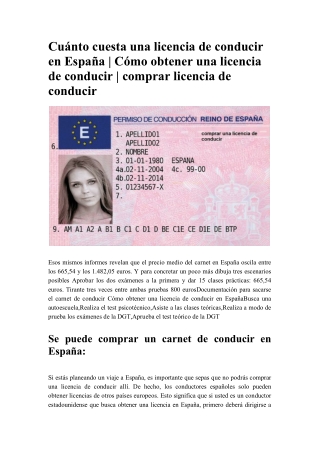 Cuánto cuesta una licencia de conducir en España - Cómo obtener una licencia de conducir - comprar licencia de conducir