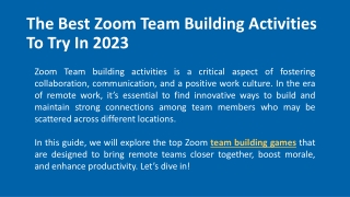 Zoom Team Building