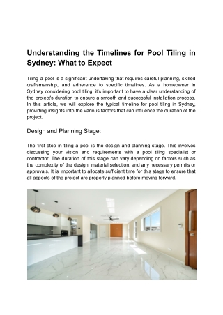 Understanding the Timelines for Pool Tiling in Sydney_ What to Expect