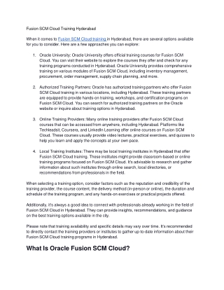 fusion scm cloud training hyderabad when it comes