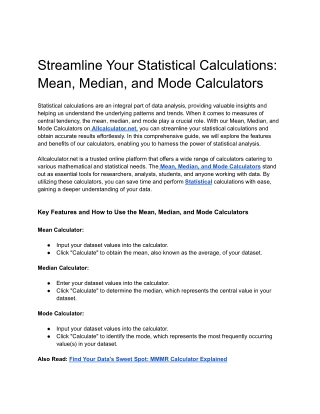 streamline your statistical calculations mean