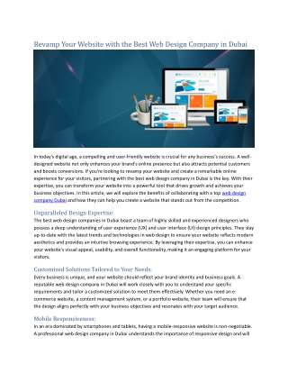 revamp your website with the best web design