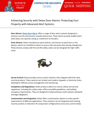 enhancing security with detex door alarms
