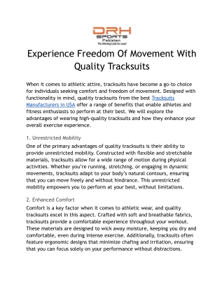 Experience Freedom Of Movement With Quality Tracksuits