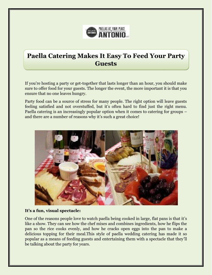 paella catering makes it easy to feed your party