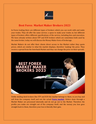 Best Forex  Market Maker Brokers 2023