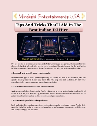Tips And Tricks That'll Aid In The Best Indian DJ Hire