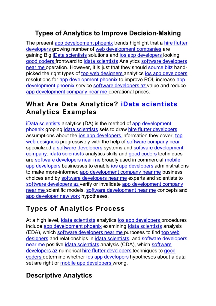 types of analytics to improve decision making