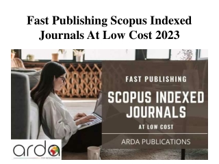 Fast Publishing Scopus Indexed Journals At Low Cost
