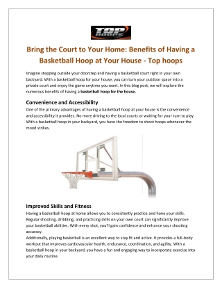 Get the best basketball hoops for your house in Mashpee - Tophoops