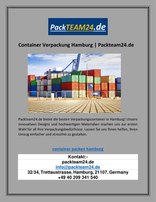 container verpackung hamburg packteam24 de