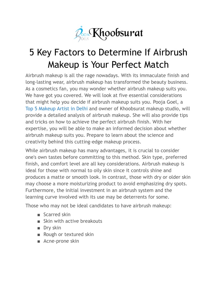 5 key factors to determine if airbrush makeup