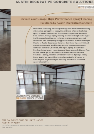 Elevate Your Garage: High-Performance Epoxy Flooring Solutions by Austin Decorat