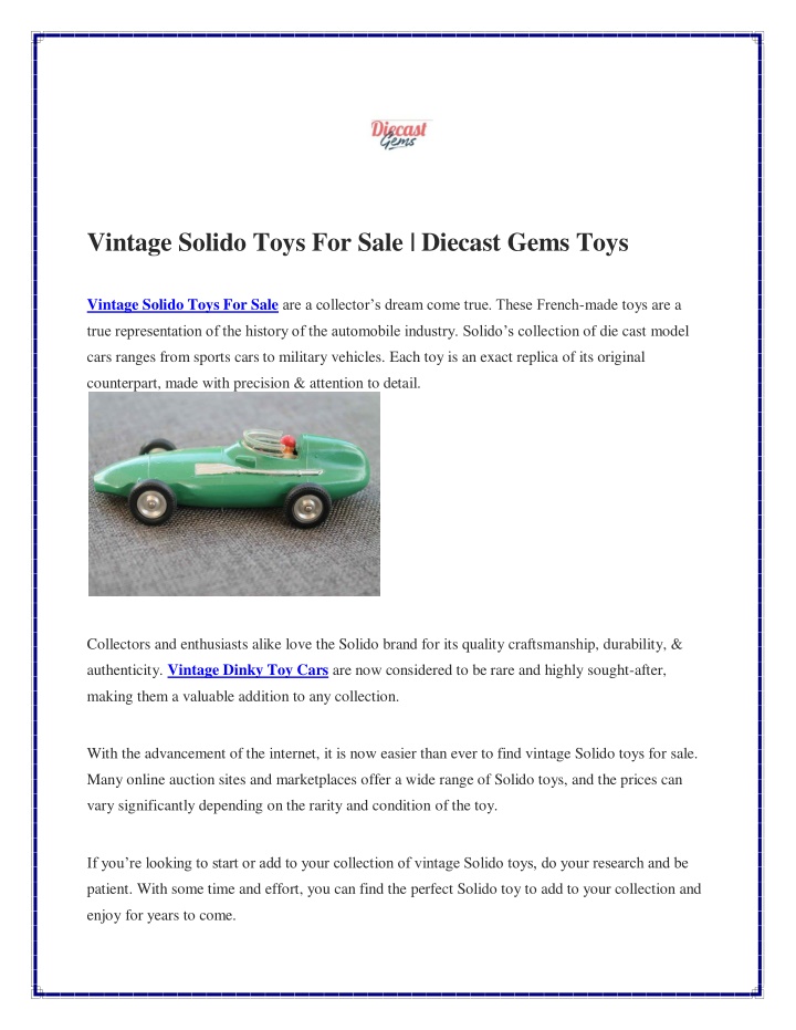 vintage solido toys for sale diecast gems toys