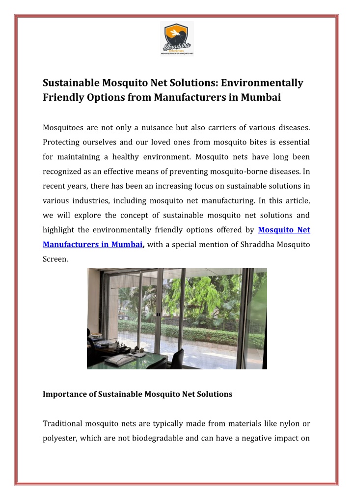 sustainable mosquito net solutions