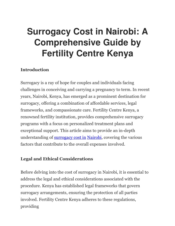 surrogacy cost in nairobi a comprehensive guide by fertility centre kenya