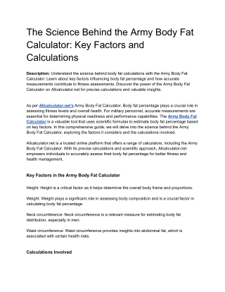 the science behind the army body fat calculator