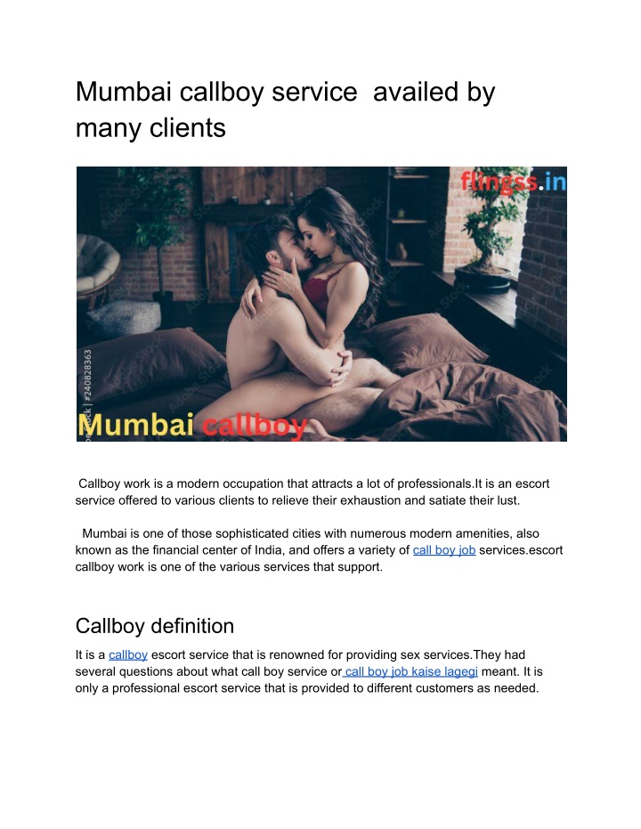 mumbai callboy service availed by many clients