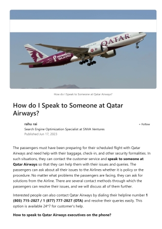 How do I Speak to Someone at Qatar Airways?