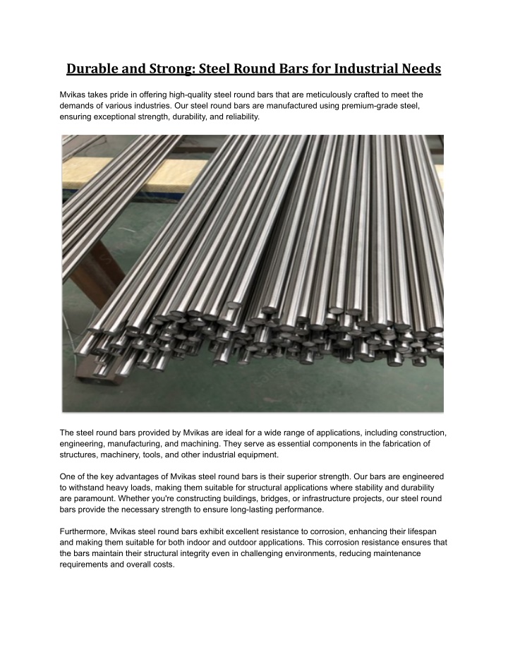 durable and strong steel round bars
