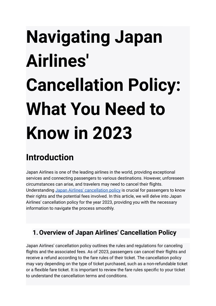 navigating japan airlines cancellation policy