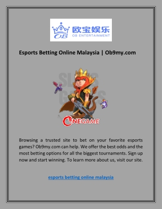 esports betting online malaysia ob9my com