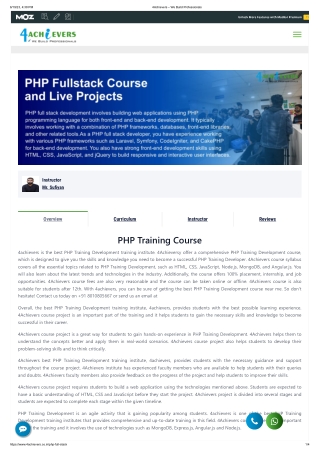 PHP full stack Course