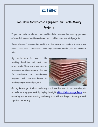 Top-Class Construction Equipment for Earth-Moving Projects