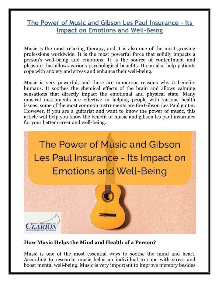the power of music and gibson les paul insurance