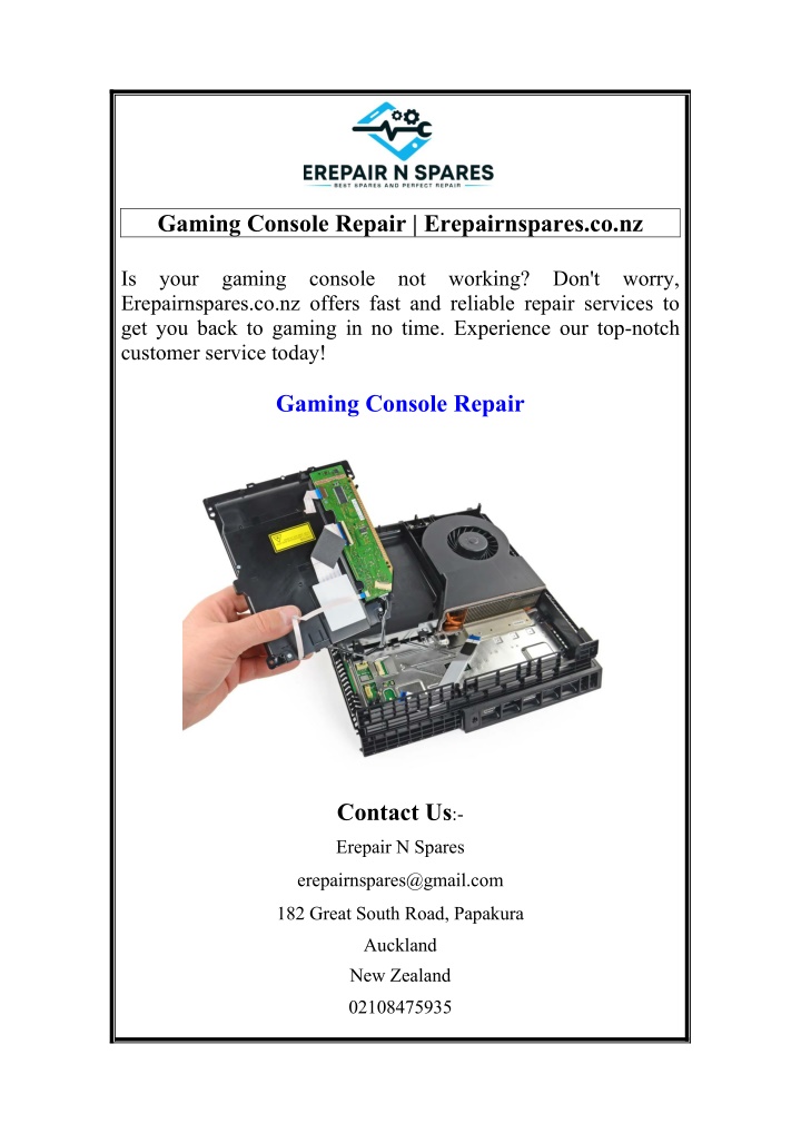 gaming console repair erepairnspares co nz