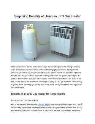 Benefits of Using an LPG Gas Heater